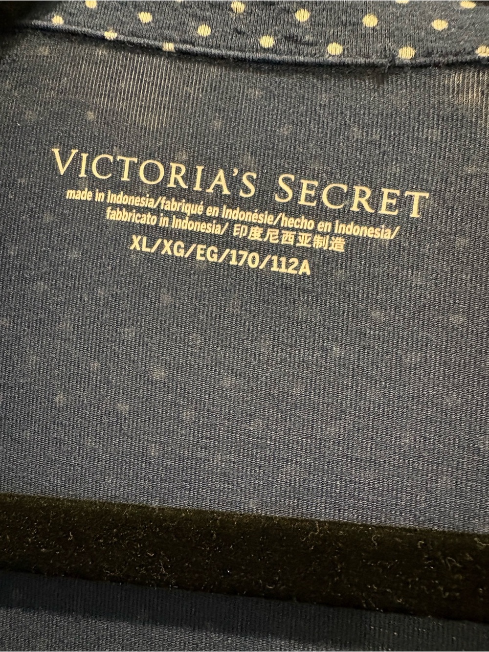 Victoria's Secret Navy Polka Dot Pajama Set with Contrast Piping, Size XL - Picture 3 of 4